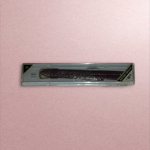 Genuine Leather Vintage Watch Band 12Mm Crocodile Grain Burgundy Strap With Gold - Picture 4 of 8